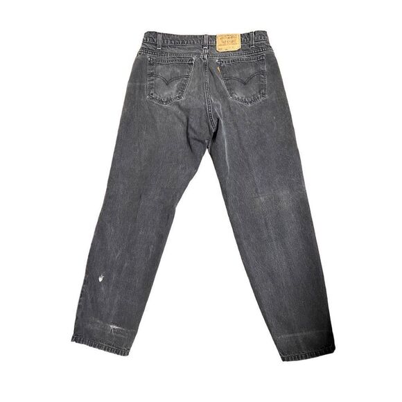 Vtg Levi’s 550 Orange Tab Relaxed Fit Tapered Distressed Black Denim Jeans 36/30 - Picture 2 of 11